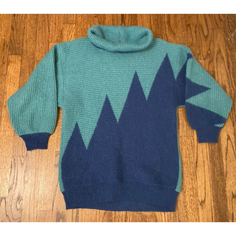 Vintage Iceware Sweater Size Medium Blue Wool Tunic Made In Iceland 80s 90s